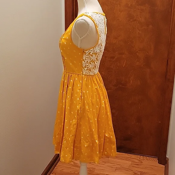 Moulinette Soeurs Anthropologie Melora Yellow Polka Dot Dress in size 2 - Picture 10 of 16
